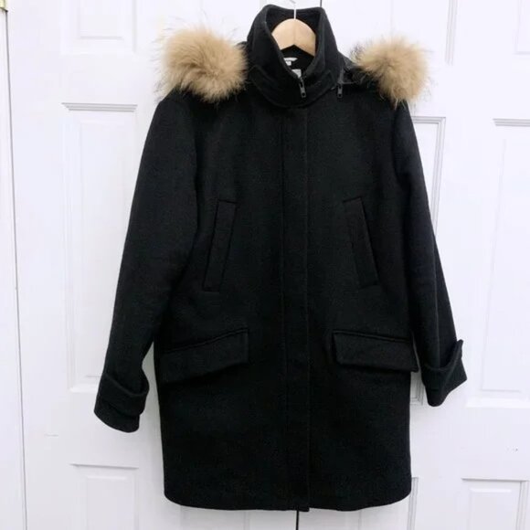Soia & Kyo Wool Blend Coat with Genuine Coyote Fur Trim - Picture 1 of 9
